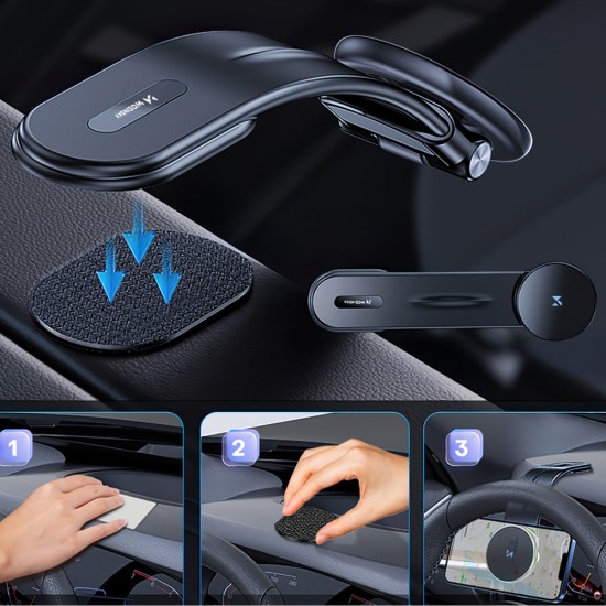 Wozinsky WCZ2Y2S Magnetic Car Holder with 15W MagSafe Inductive Charger for Car Cockpit - Black