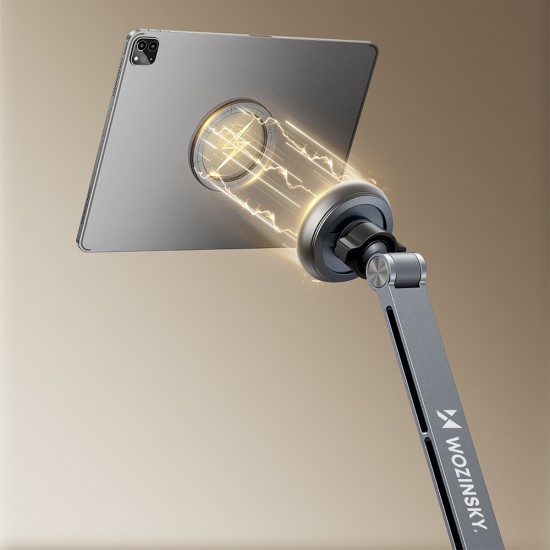 Wozinsky WTY0YS1 magnetic holder, 360° rotating, solid, for phone and tablet - gray