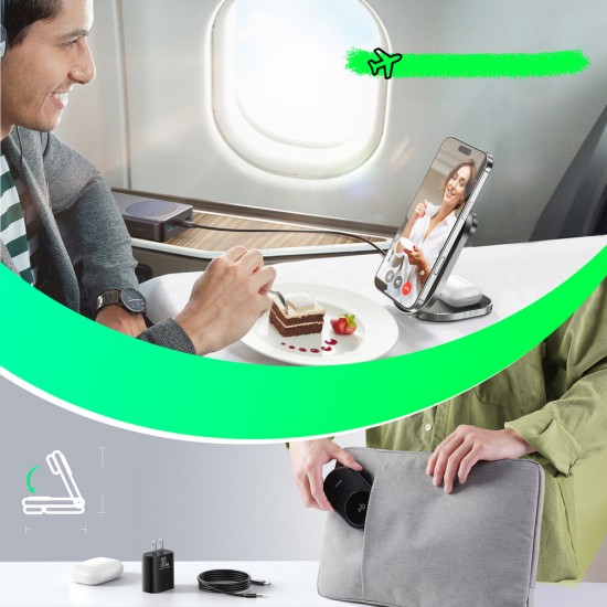 Joyroom JR-W17 Qi 3-in-1 Wireless Inductive Charger - Black