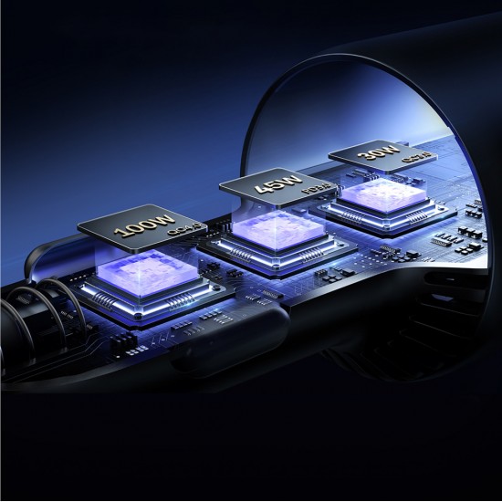 Joyroom JR-CCN07 145W Car Charger 2xUSB-C USB-A + 100W USB-C Cable - Dark Gray