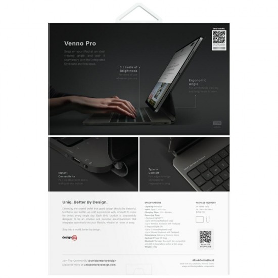 Uniq Venno Pro Magnetic Smart Case with Keyboard for iPad Pro 11
