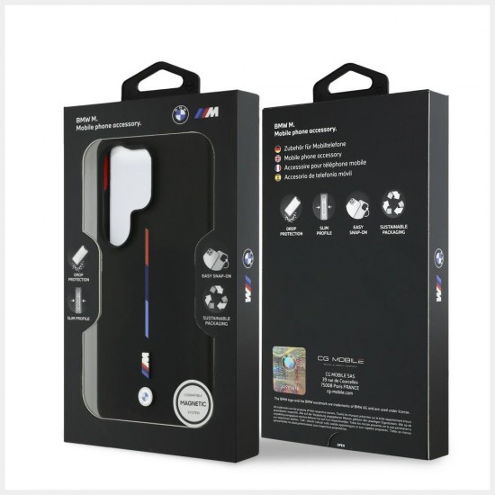 BMW M Silicone Tricolor Line MagSafe Case for Samsung Galaxy S26 Ultra - Black