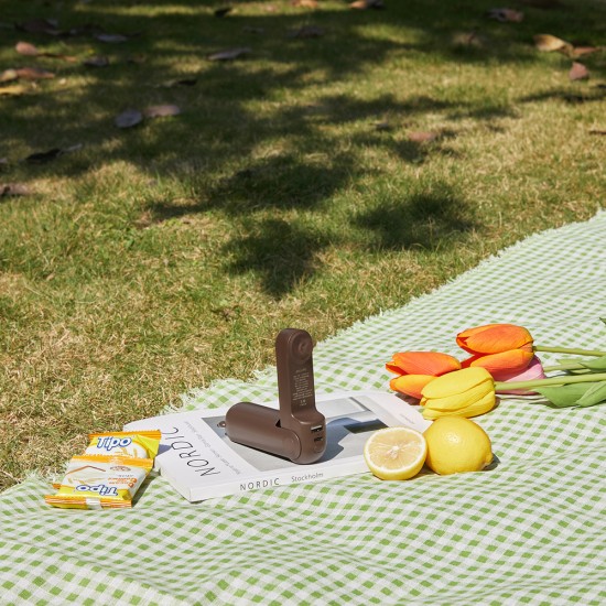 Jisulife Handheld Fan Life8 Plus Portable USB Fan with Power Bank Function 4500mAh and Flashlight - Brown