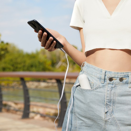 Jisulife Handheld Fan Life8 Mini Portable USB Fan with 2000mAh Power Bank and Flashlight - White