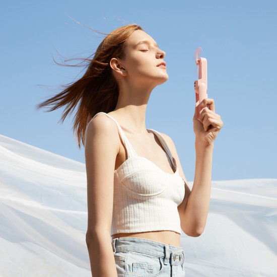 Jisulife Handheld Fan Life8 Portable USB Fan with Power Bank Function 2000mAh and Flashlight - Pink