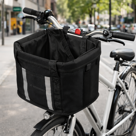 Wozinsky fabric bicycle basket large - black