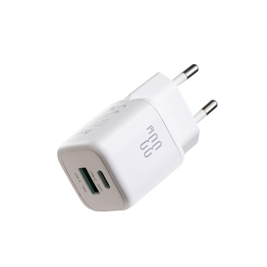 Joyroom JR-TG7 33W USB-A + USB-C Wall Charger with 60W USB-C to USB-C 1m Cable - White