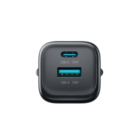 Joyroom JR-TG7 33W USB-A + USB-C Wall Charger with 60W USB-C to USB-C 1m Cable - Black