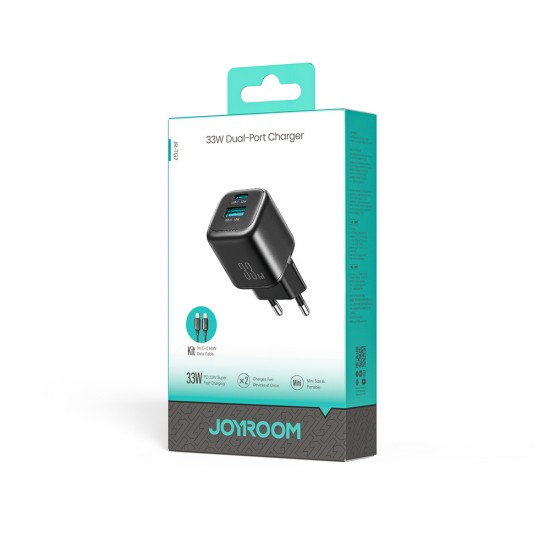 Joyroom JR-TG7 33W USB-A + USB-C Wall Charger with 60W USB-C to USB-C 1m Cable - Black