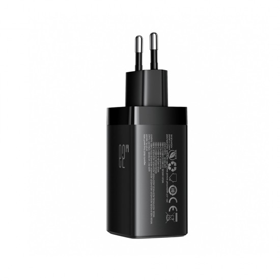 Joyroom JR-TG10 65W GaN 2x USB-C + USB-A wall charger with 100W USB-C - USB-C 1.2m cable - black