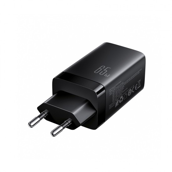 Joyroom JR-TG10 65W GaN 2x USB-C + USB-A wall charger with 100W USB-C - USB-C 1.2m cable - black
