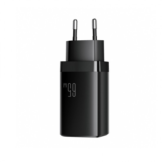Joyroom JR-TG10 65W GaN 2x USB-C + USB-A wall charger with 100W USB-C - USB-C 1.2m cable - black