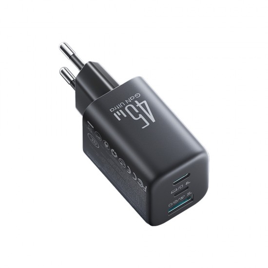 Joyroom JR-TO1 GaN 45 USB-C Lightning USB-A Wall Charger - Black