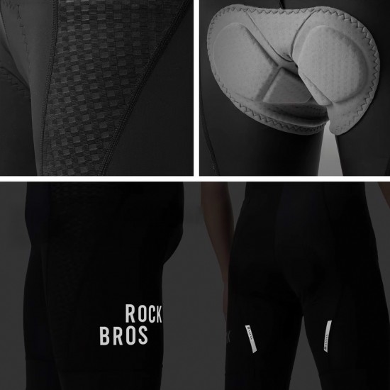 Rockbros YDDK009 Men's Cycling Bib Shorts with Pad Size XXL - Black