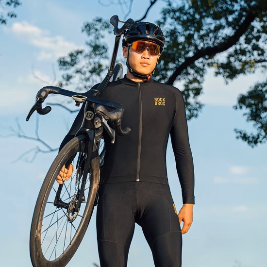 Rockbros YDWT020 Diamond Cycling Jersey Spring/Autumn/Winter Size XS - Black