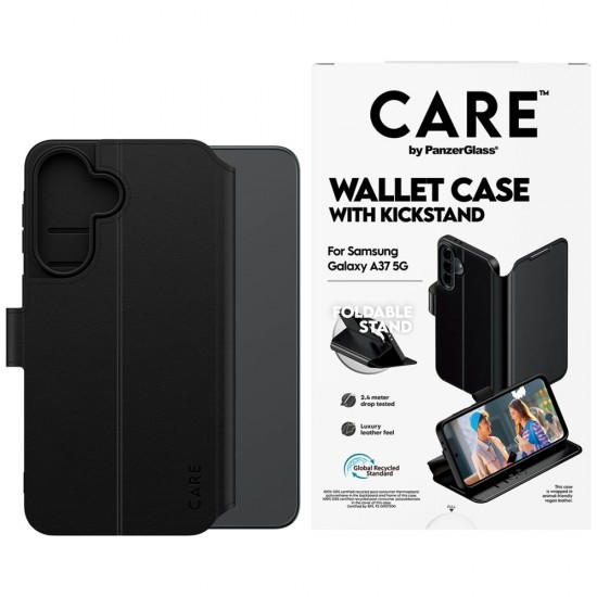 CARE by PanzerGlass Feature Wallet Kickstand Case for Samsung Galaxy A37 - Black