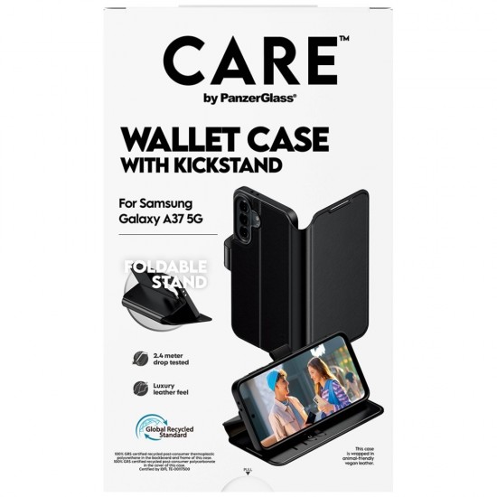 CARE by PanzerGlass Feature Wallet Kickstand Case for Samsung Galaxy A37 - Black