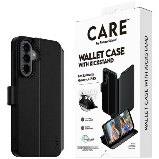 CARE by PanzerGlass Feature Wallet Kickstand Case for Samsung Galaxy A37 - Black