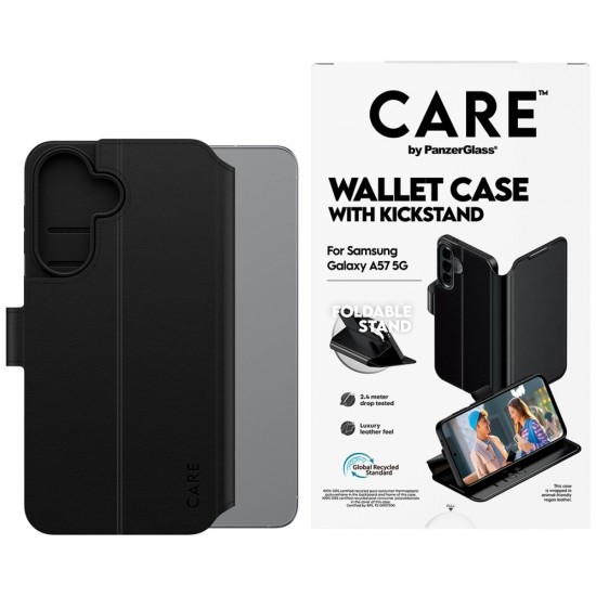 CARE by PanzerGlass Feature Wallet Kickstand Case for Samsung Galaxy A57 - Black