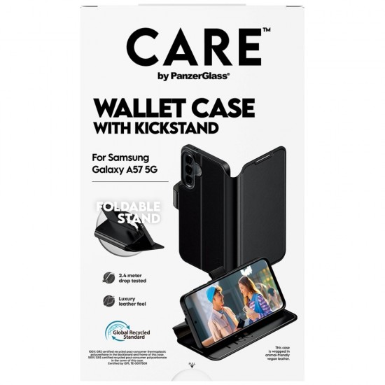 CARE by PanzerGlass Feature Wallet Kickstand Case for Samsung Galaxy A57 - Black