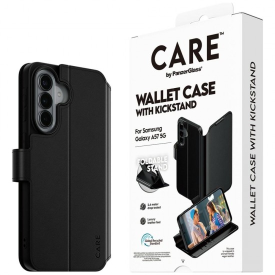 CARE by PanzerGlass Feature Wallet Kickstand Case for Samsung Galaxy A57 - Black