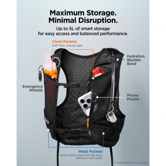 Spigen A721 Dynamic Shield ML Running Vest with 500 ml Soft Flask - Black