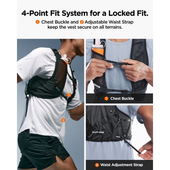 Spigen A721 Dynamic Shield L-XL Running Vest with 500 ml Soft Flask - Black