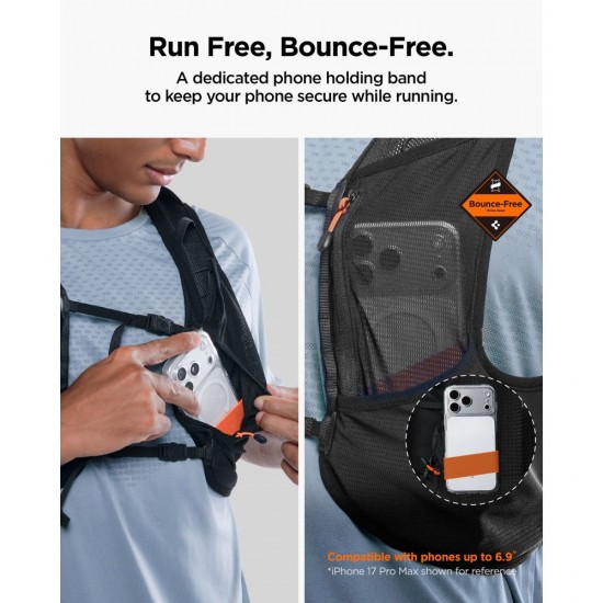 Spigen A721 Dynamic Shield L-XL Running Vest with 500 ml Soft Flask - Black