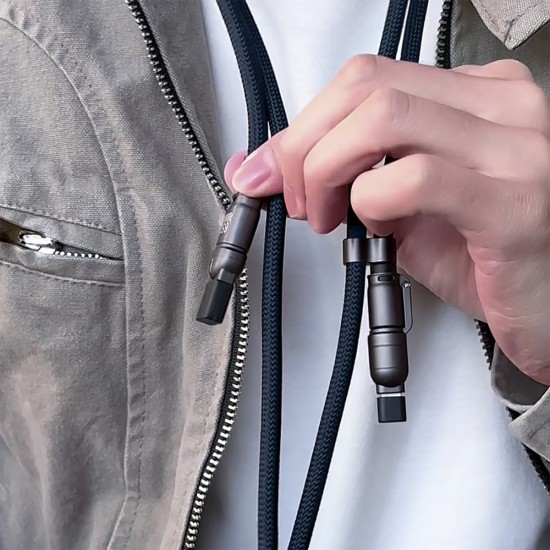 Dudao L20Max 65W 4-in-1 Cable with Lanyard USB-C to USB-C with Lightning and USB-A Adapters - Blue