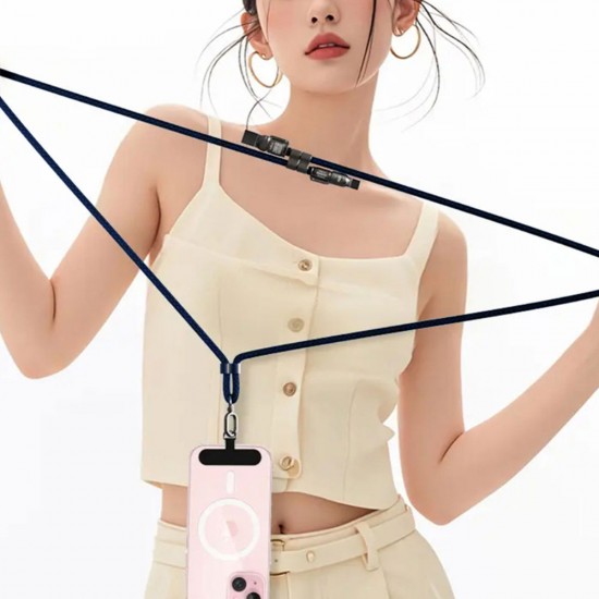 Dudao L20Max 65W 4-in-1 Cable with Lanyard USB-C to USB-C with Lightning and USB-A Adapters - Blue