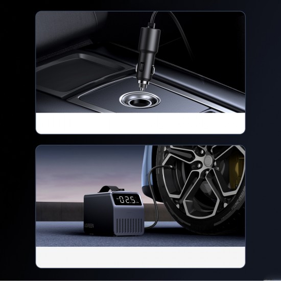 Ugreen 150 PSI 12V Electric Car Tire Pump with Digital Display - Gray