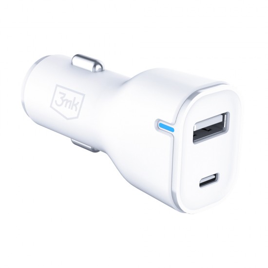 3mk Car Charger 20W PD3.0 QC 3.0 USB 1A1C - White