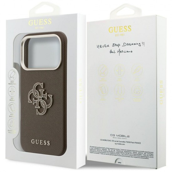 Etui Guess FW Resin Logo na iPhone 17 Pro - brązowe