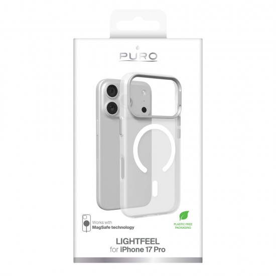 Puro Lightfeel iPhone 17 Pro Case Compatible with MagSafe - Transparent and White