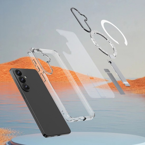 Hybrid Armor X Case for Samsung Galaxy A36 / A37 with Stand Compatible with MagSafe - Transparent