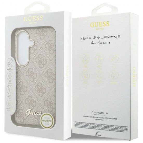 Etui Guess 4G Script MagSafe na Samsung Galaxy S26 - różowe