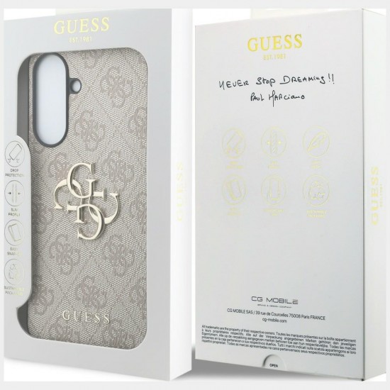 Etui Guess Leather 4G Metal Logo na Samsung Galaxy A37 5G - różowe
