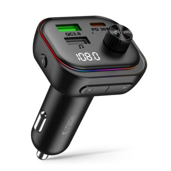 Ładowarka samochodowa Tech-Protect CC07 3-Porty PD 54W + transmiter FM Bluetooth - czarna