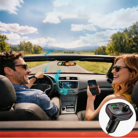Ładowarka samochodowa Tech-Protect CC07 3-Porty PD 54W + transmiter FM Bluetooth - czarna