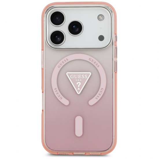 Etui Guess IML Gradient Triangle Logo MagSafe na iPhone 17 Pro - różowe