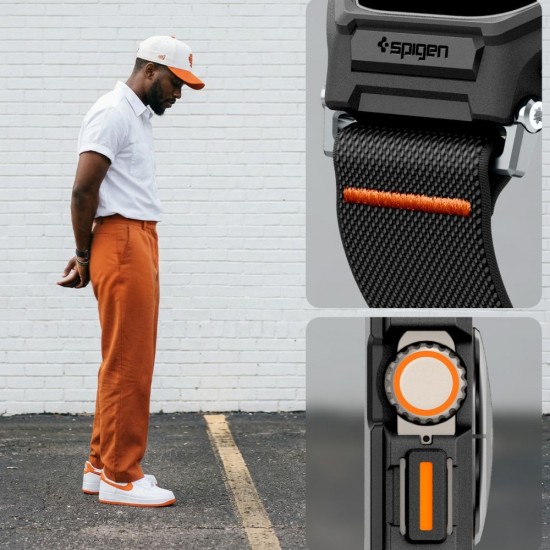 Pasek Spigen Lite Fit Pro + Szkło hartowane na wyświetlacz na Apple Watch Ultra 49 mm - czarny