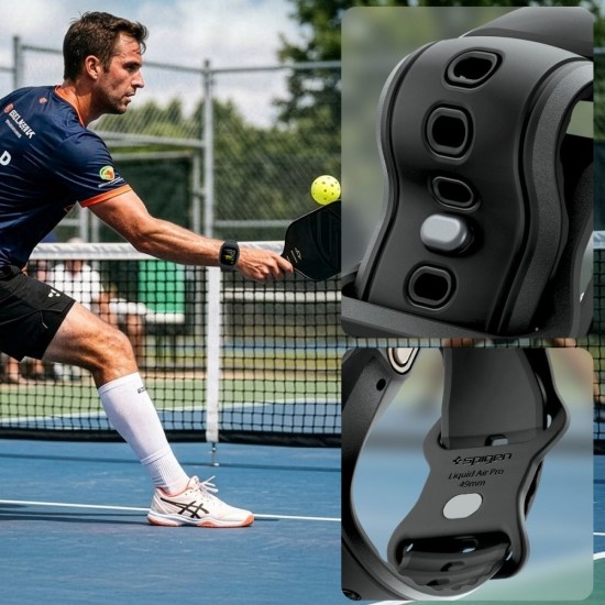 Pasek z obudową Spigen Liquid Air Pro + Szkło hartowane 9H na Apple Watch Ultra 49 mm - czarny