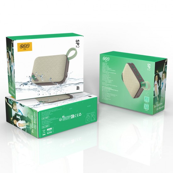 QCY SP2 IP67 Bluetooth Speaker with RGB Backlight and Stereo Mode - Gray Green
