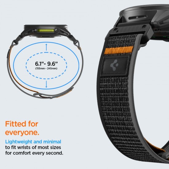 Spigen Athlex Air Strap for Garmin QuickFit 22mm - Black and Orange