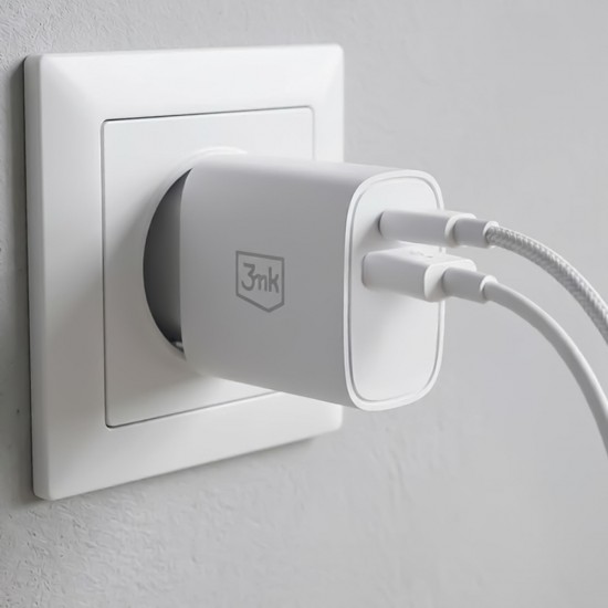 3mk FlowPower 30W 1A1C PD 3.0 QC4+ Wall Charger - White