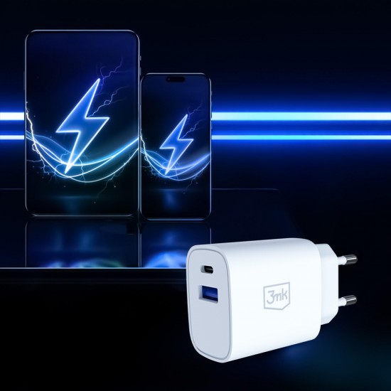 3mk FlowPower 30W 1A1C PD 3.0 QC4+ Wall Charger - White