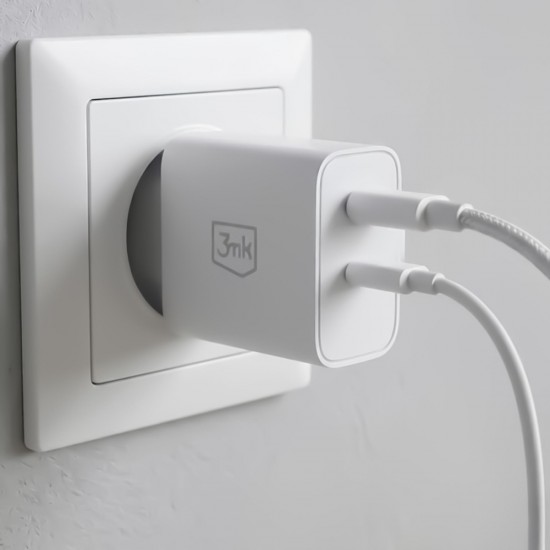 3mk FlowPower 45W 1A1C PD3.0 QC4+ Wall Charger - White