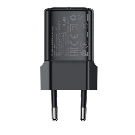 Acefast A117 GaN PD 20W USB-C Wall Charger - Black