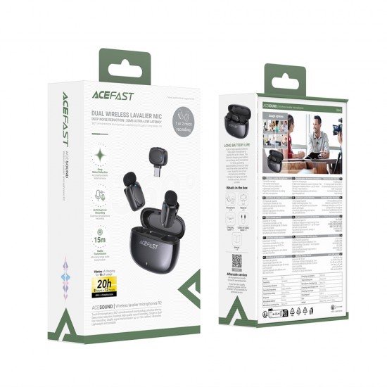 Acefast R2 Wireless Lavalier Microphones - Black