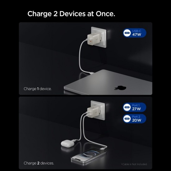 Ładowarka sieciowa Spigen Essential EE472EU-GAN 2-Porty 47 W - tytanowa